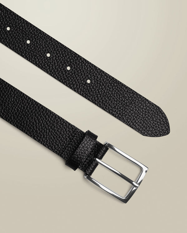 Textured Leather Chino Belt - Black