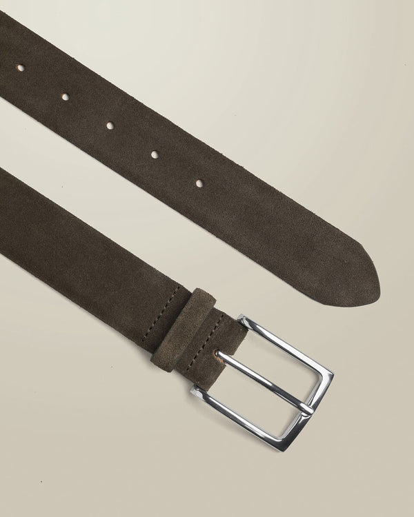 Suede Leather Belt - Chocolate