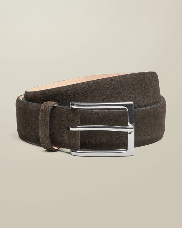 Suede Leather Belt - Chocolate