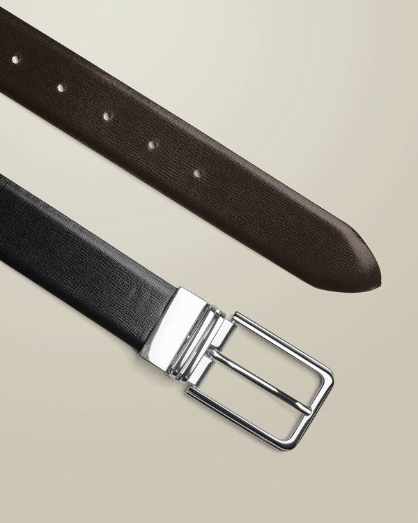 Leather Reversible Belt - Black & Dark Chocolate