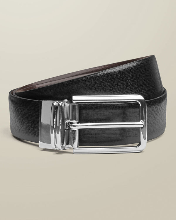 Leather Reversible Belt - Black & Dark Chocolate