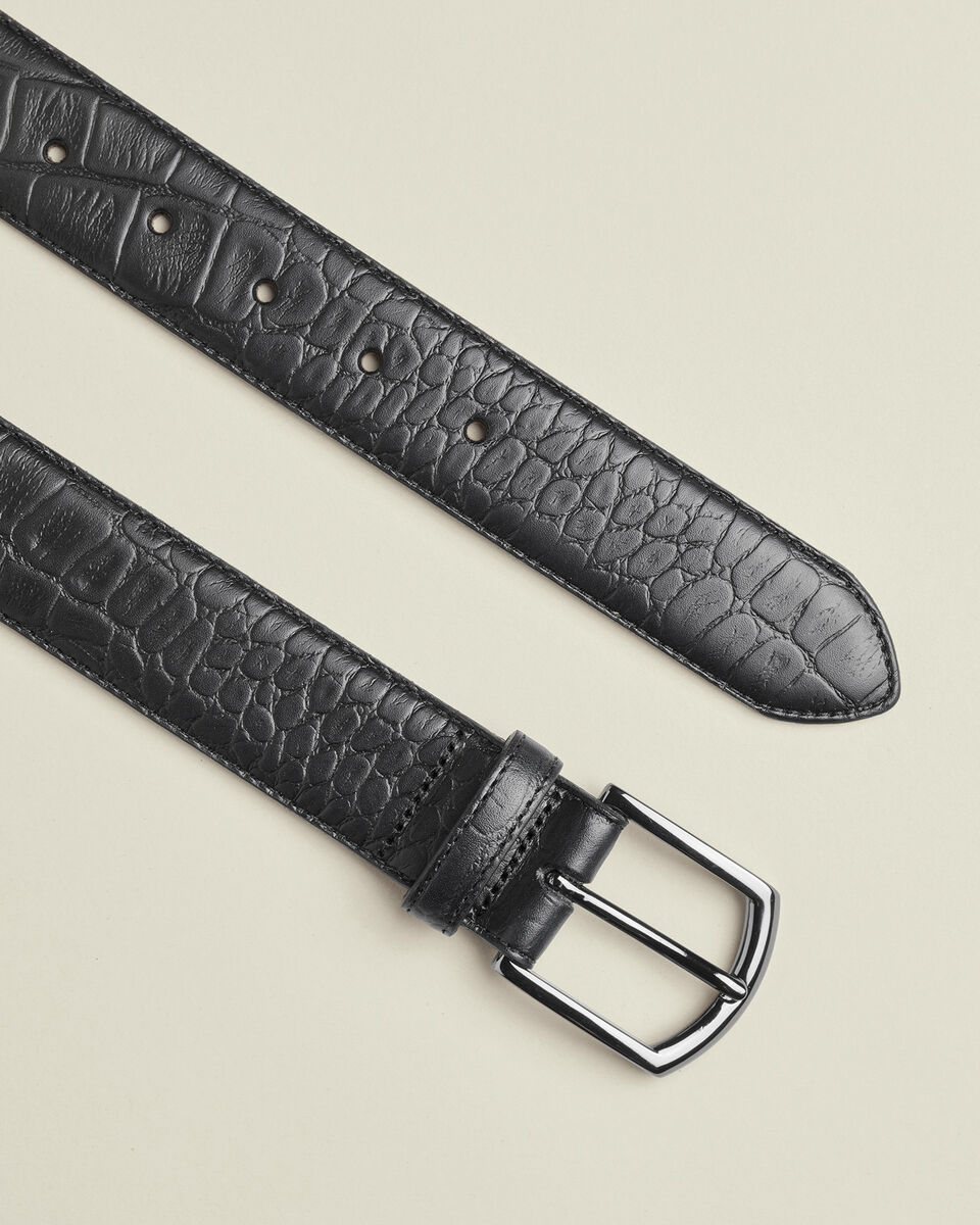 Made in England Embossed Leather Belt - Black Secondary image