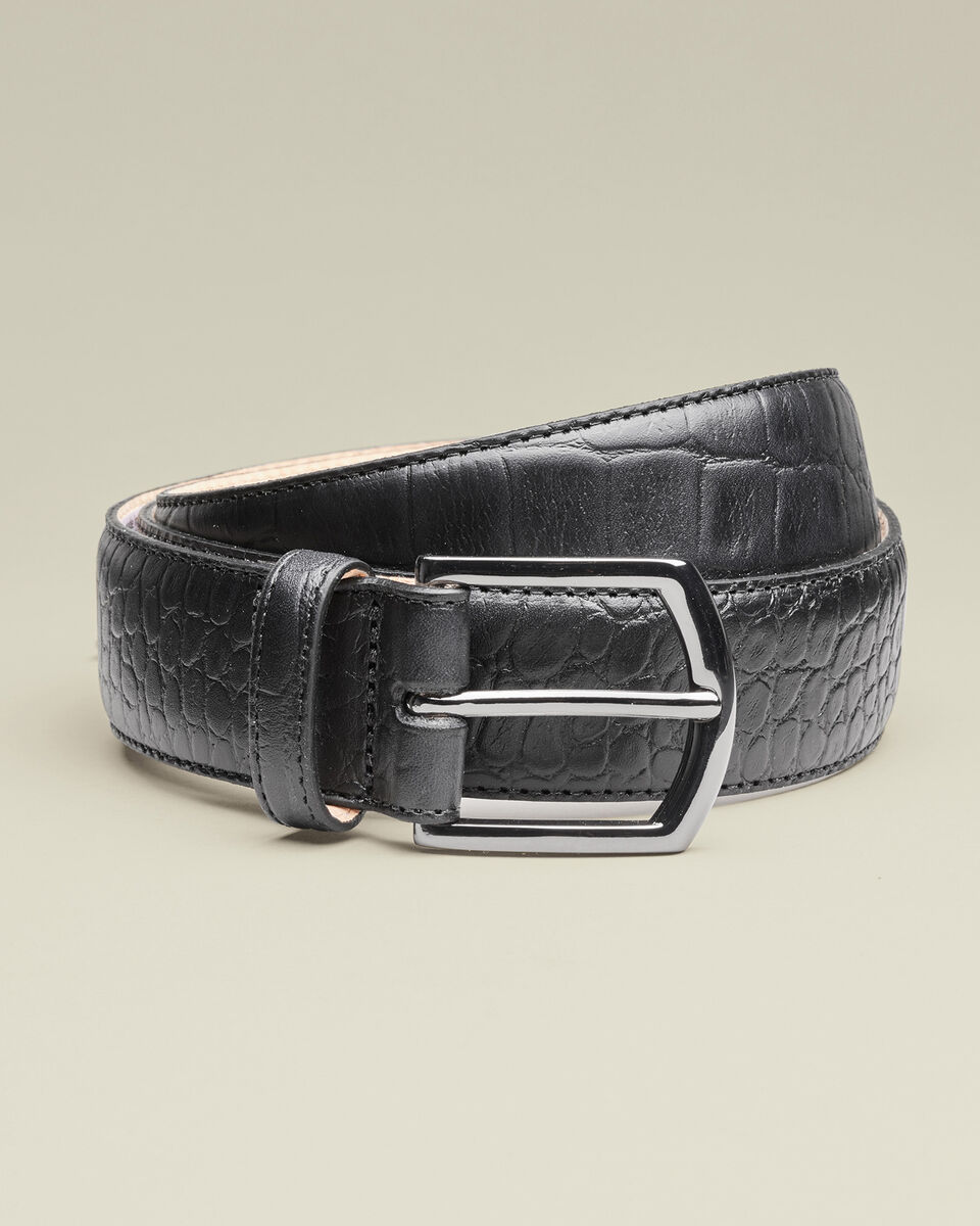 Made in England Embossed Leather Belt - Black Main image