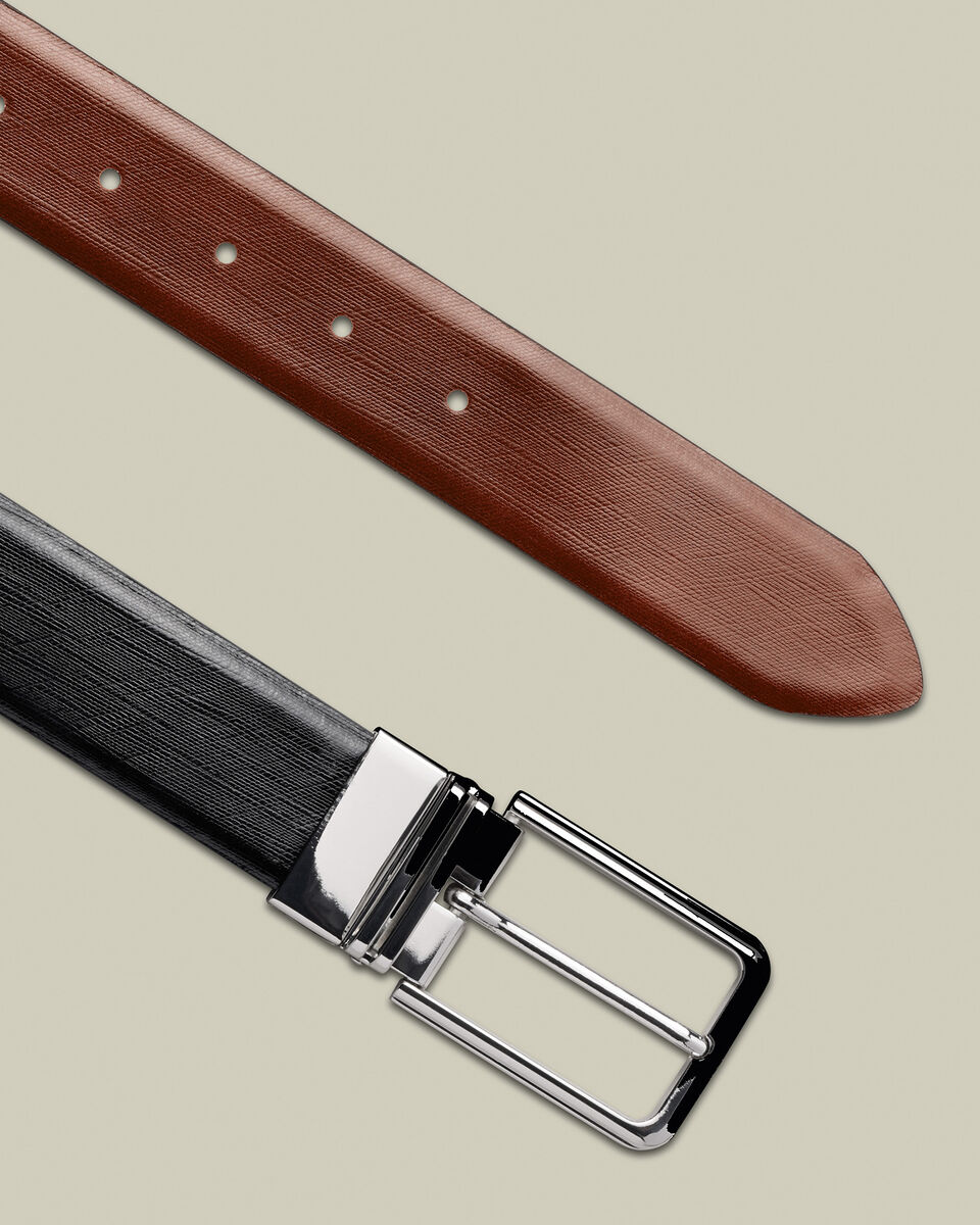 Leather Reversible Belt - Black & Chestnut Brown