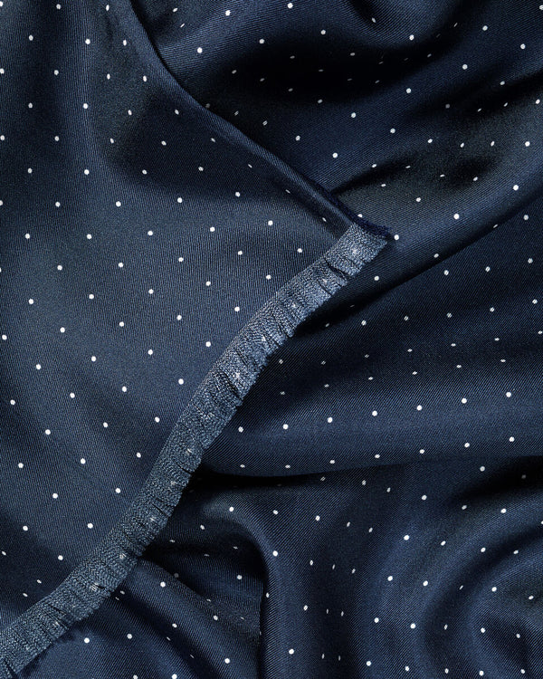 Silk Spot Print Scarf - Navy