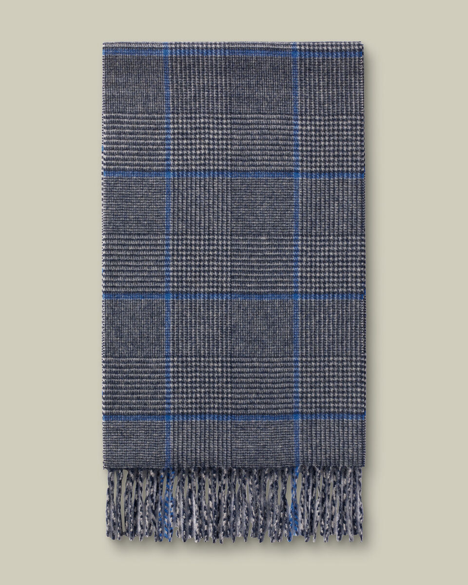 Cashmere Check Scarf - Light Gray