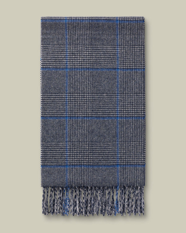 Cashmere Check Scarf - Light Gray