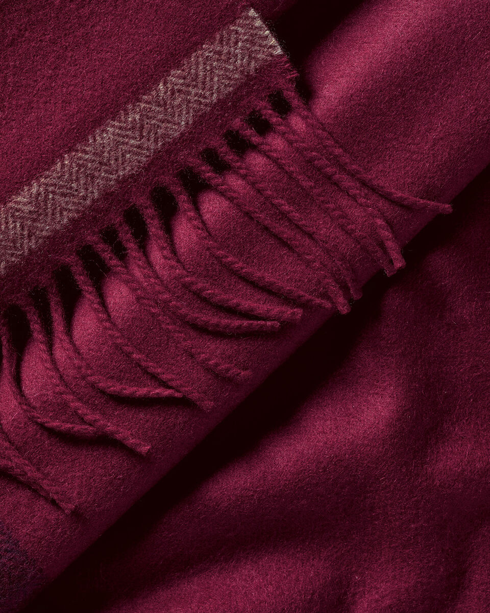 Cashmere Herringbone Scarf - Maroon Red
