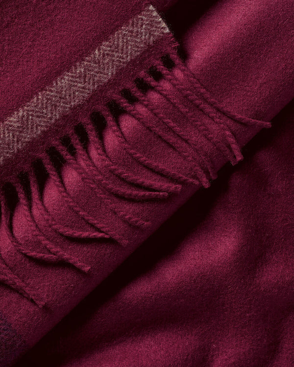 Cashmere Herringbone Scarf - Maroon Red