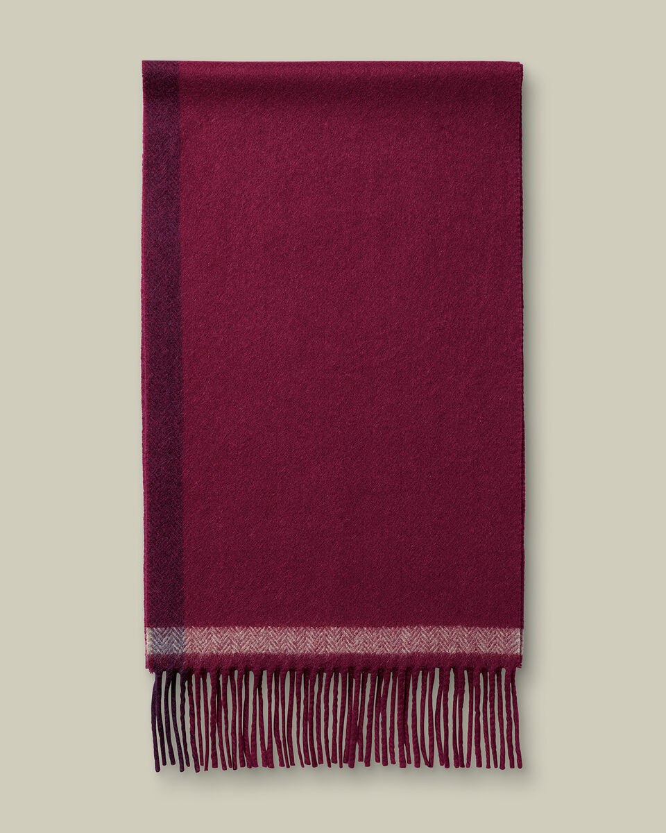 Cashmere Herringbone Scarf - Maroon Red Main image
