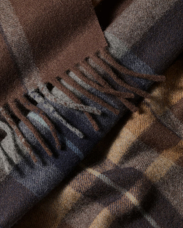 Cashmere Plaid Check Scarf - Chocolate Brown