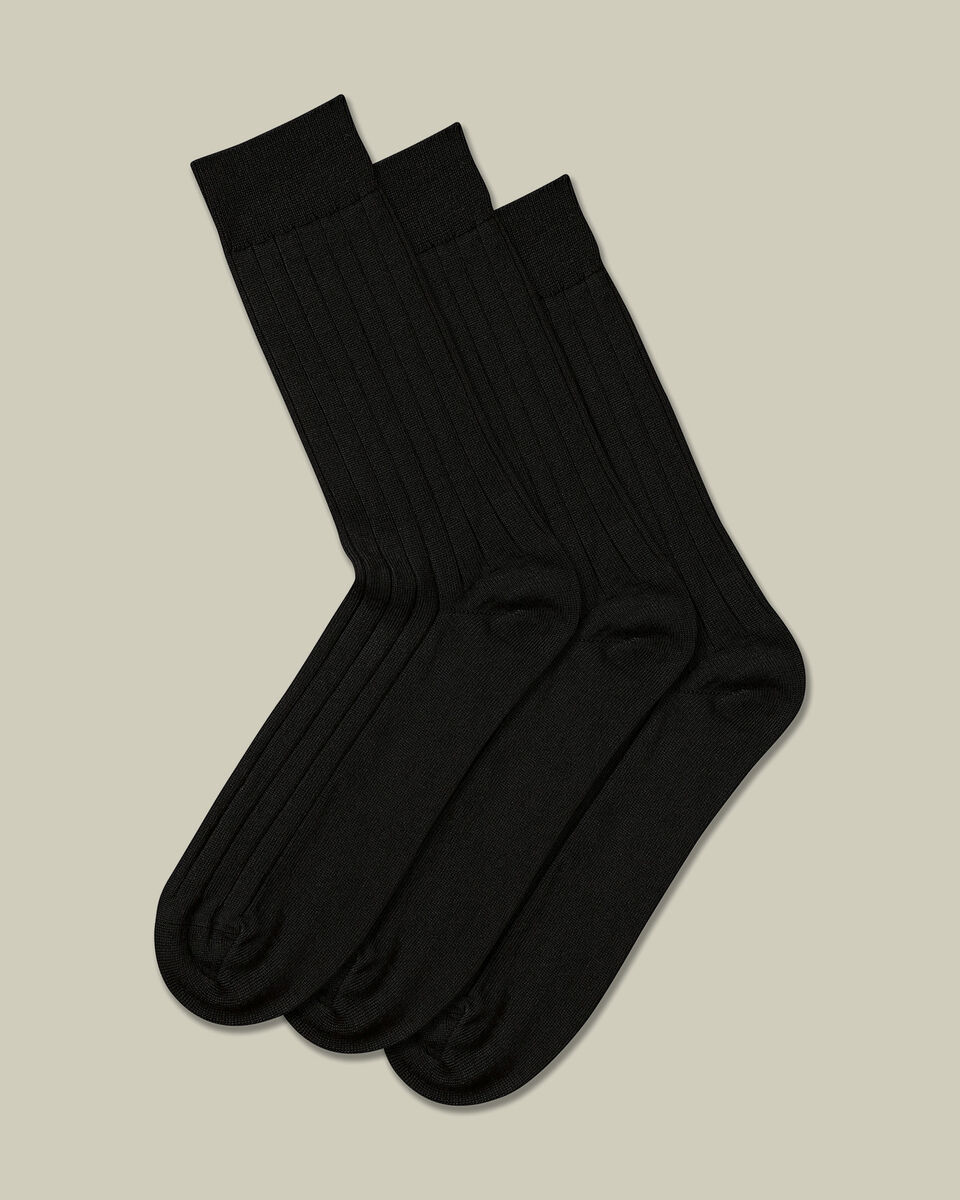 3 Pair Merino Wool Multipack Socks - Black