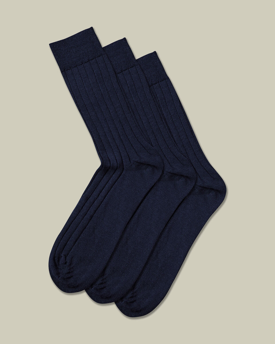 3 Pair Merino Wool Multipack Socks - Denim Blue
