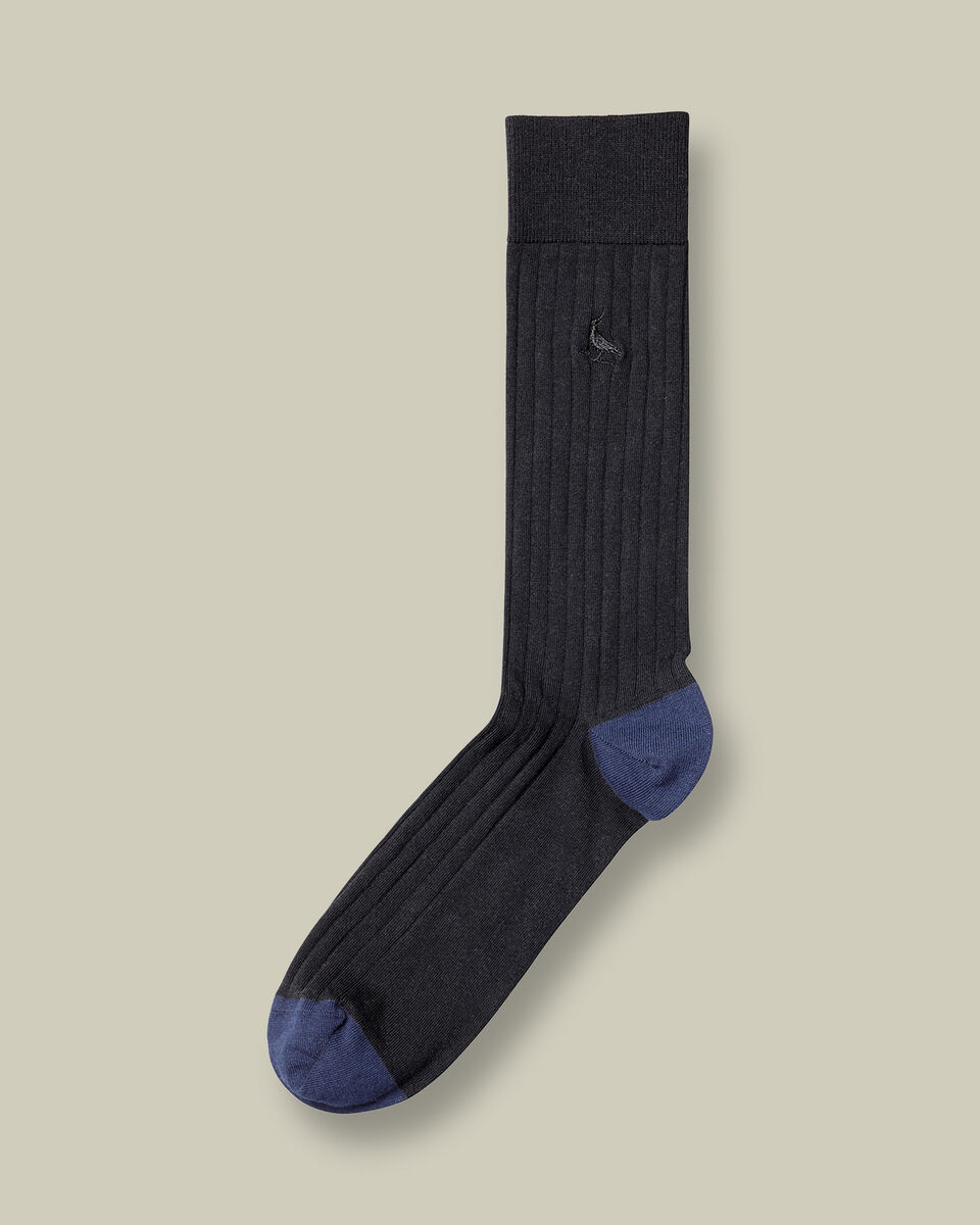 Cotton Rib Dress Socks - Black Main image