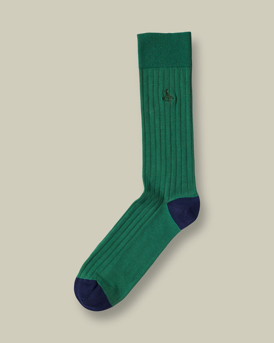 Cotton Rib Dress Socks - Dark Green Main image