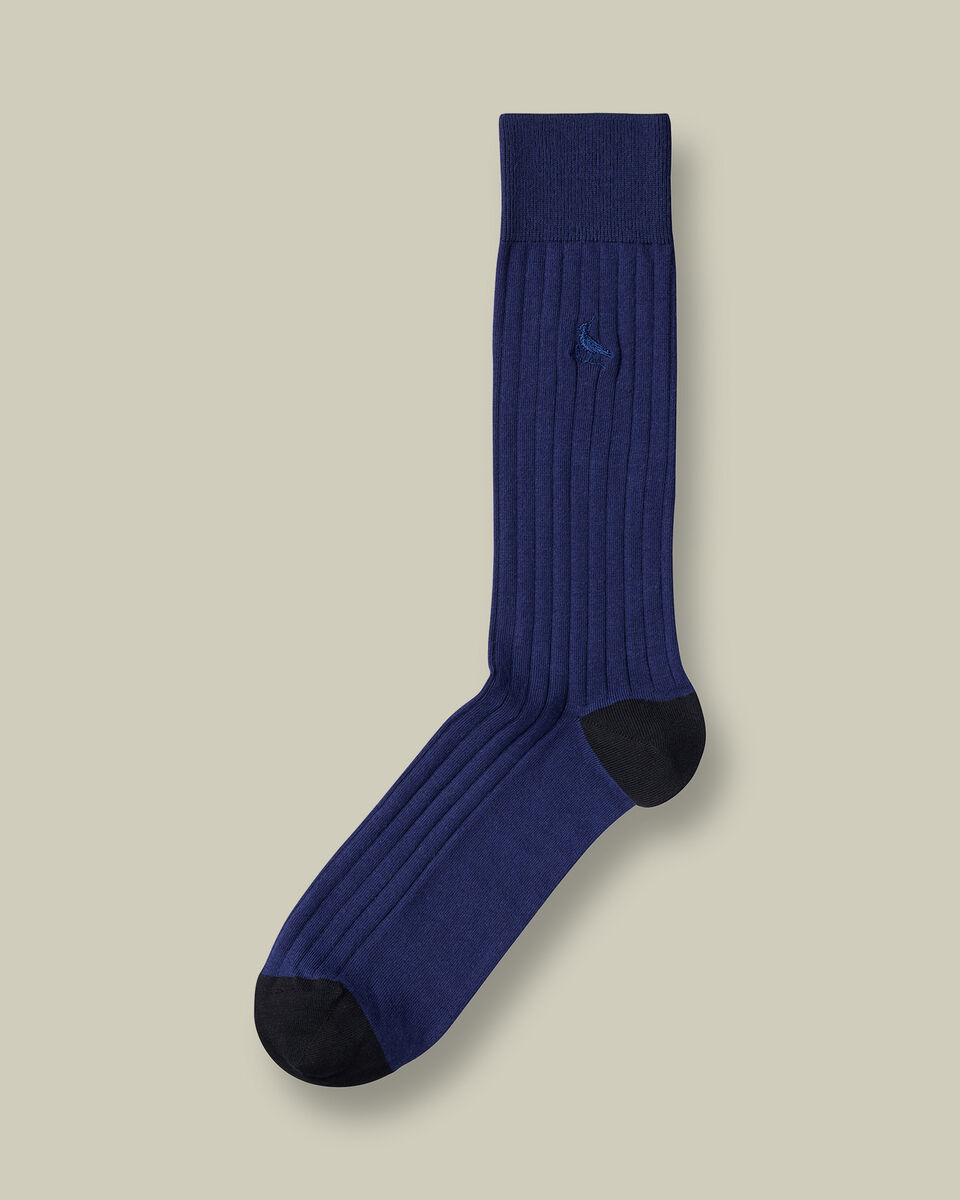 Cotton Rib Dress Socks - French Blue Main image