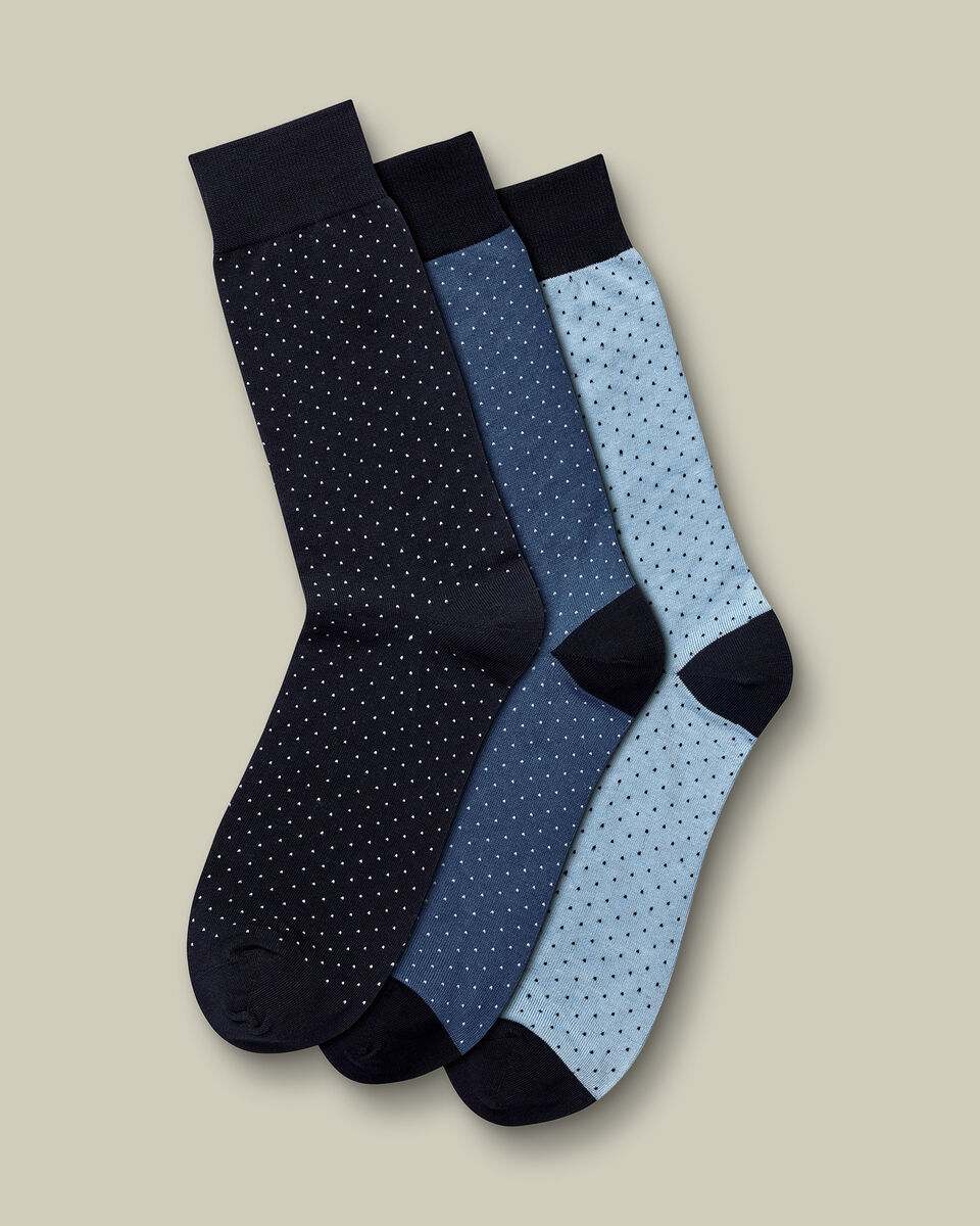 3 Pair Cotton Rich Patterned Multipack Socks - Navy