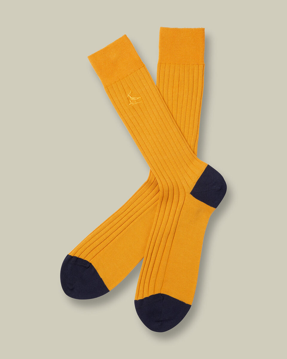 Cotton Rib Dress Socks - Sunflower Yellow