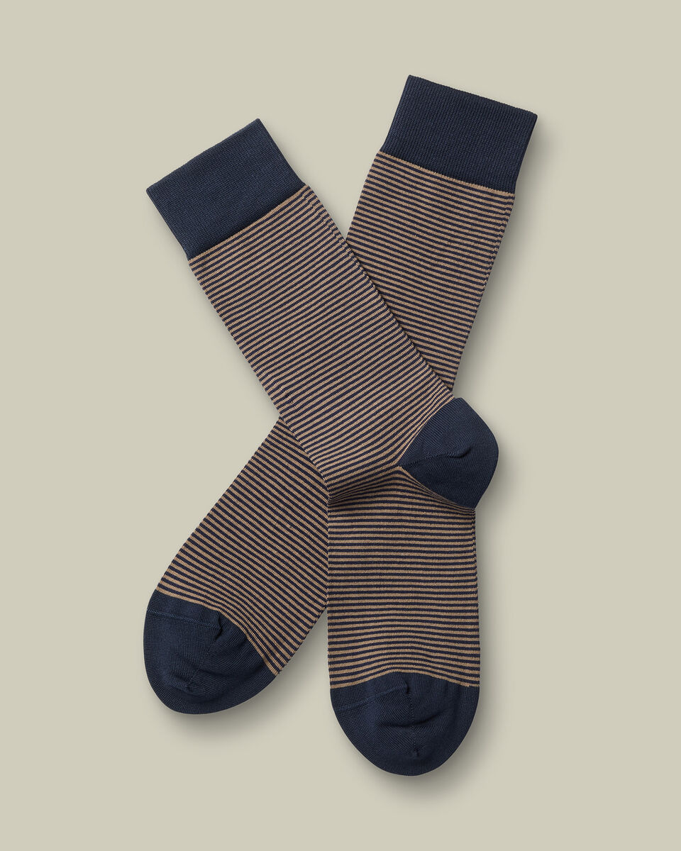 Stripe Socks - Camel & Navy