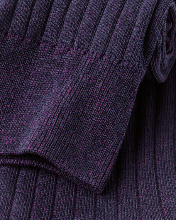 Cotton Rib Stripe Socks - Purple