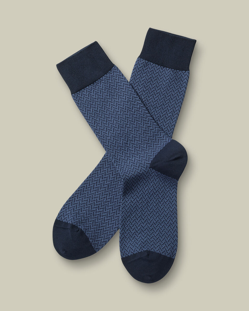 Herringbone Socks - Indigo Blue
