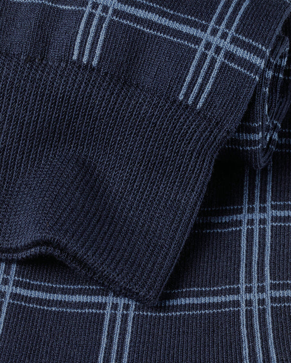 Check Socks - Navy & Sky