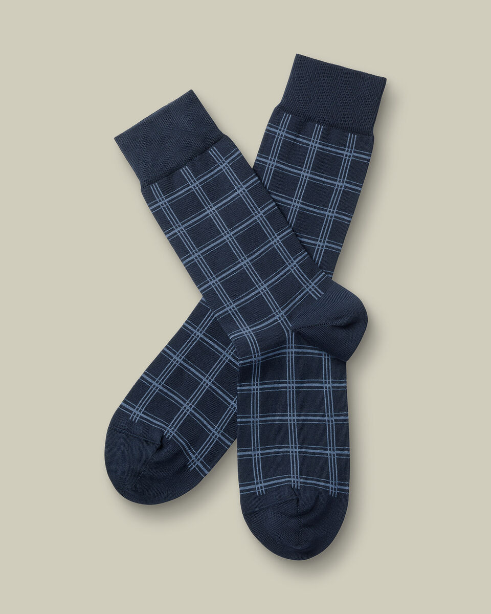 Check Socks - Navy & Sky Main image