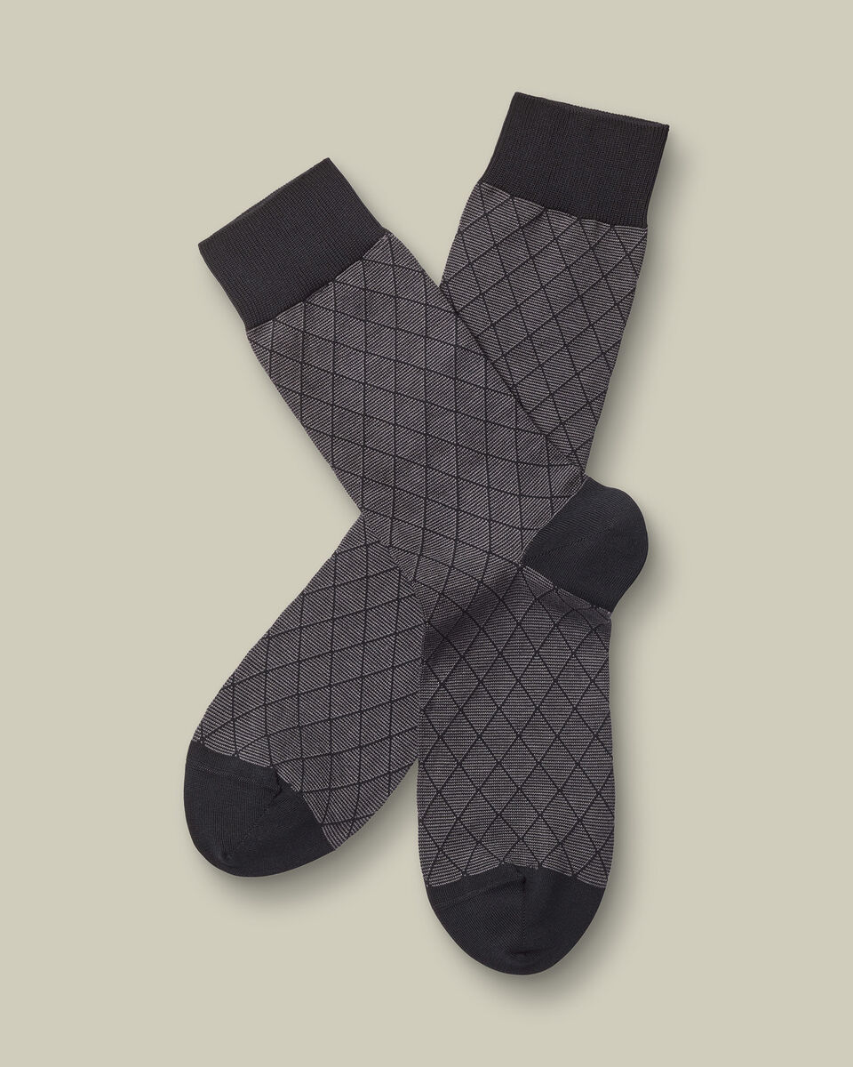 Patterned Socks - Grey & Black