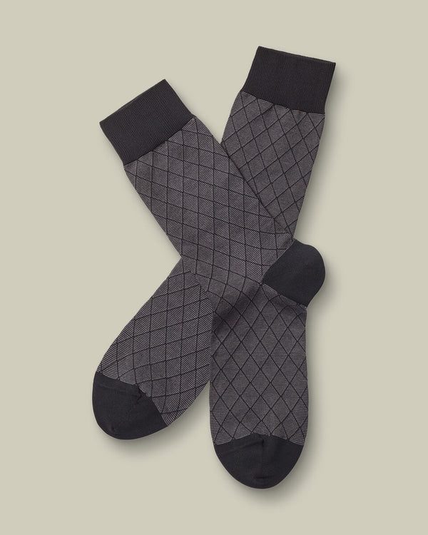 Patterned Socks - Grey & Black