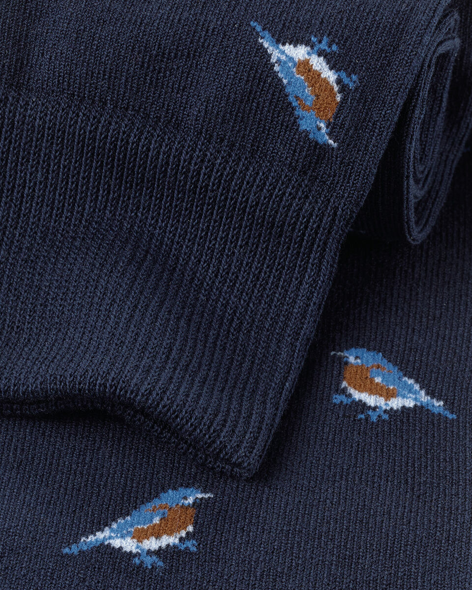 Cotton Bird Socks - French Blue Secondary image