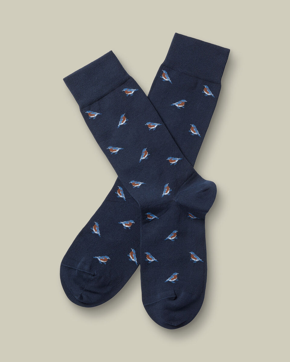 Cotton Bird Socks - French Blue Main image