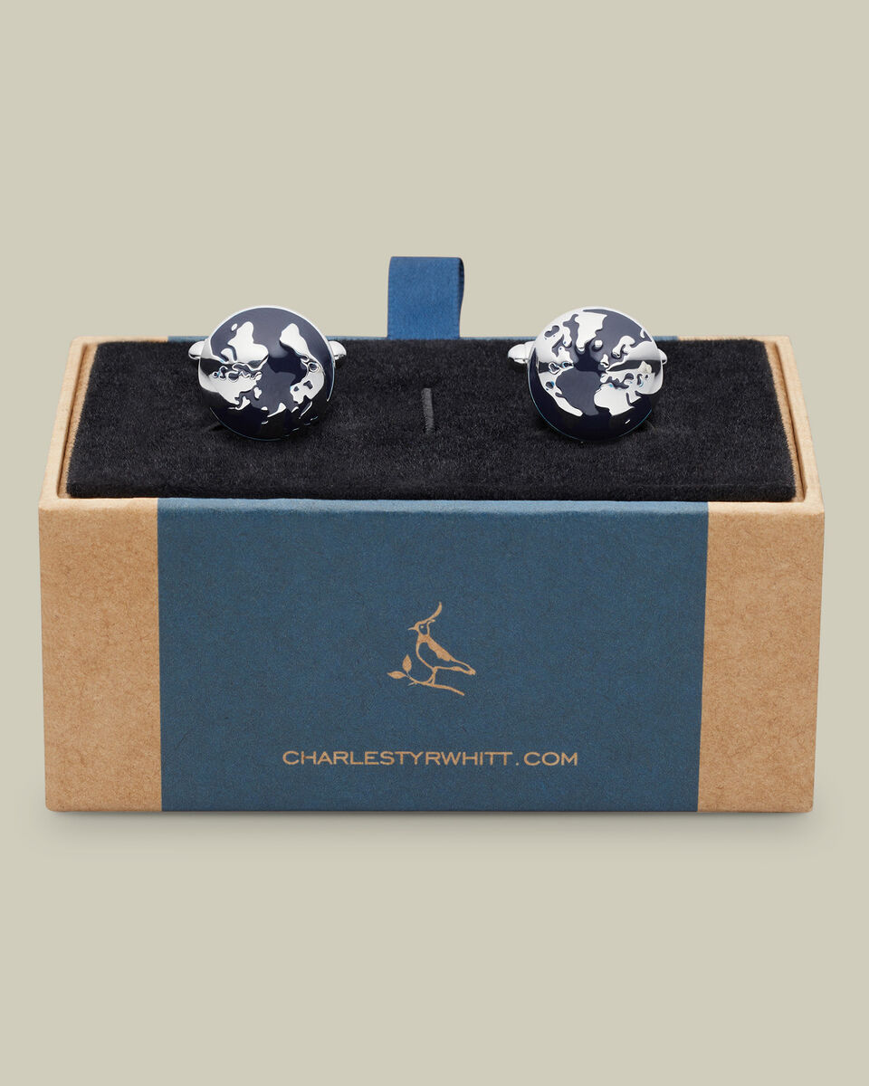 Globe Cufflinks - Navy