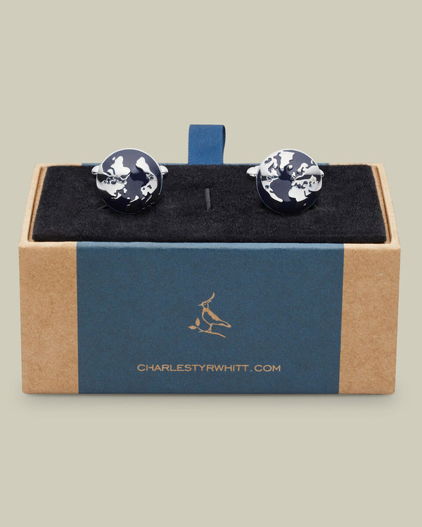 Globe Cufflinks - Navy