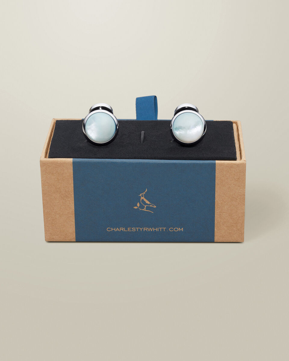 Mother of Pearl Cufflinks - Light Blue Secondary image