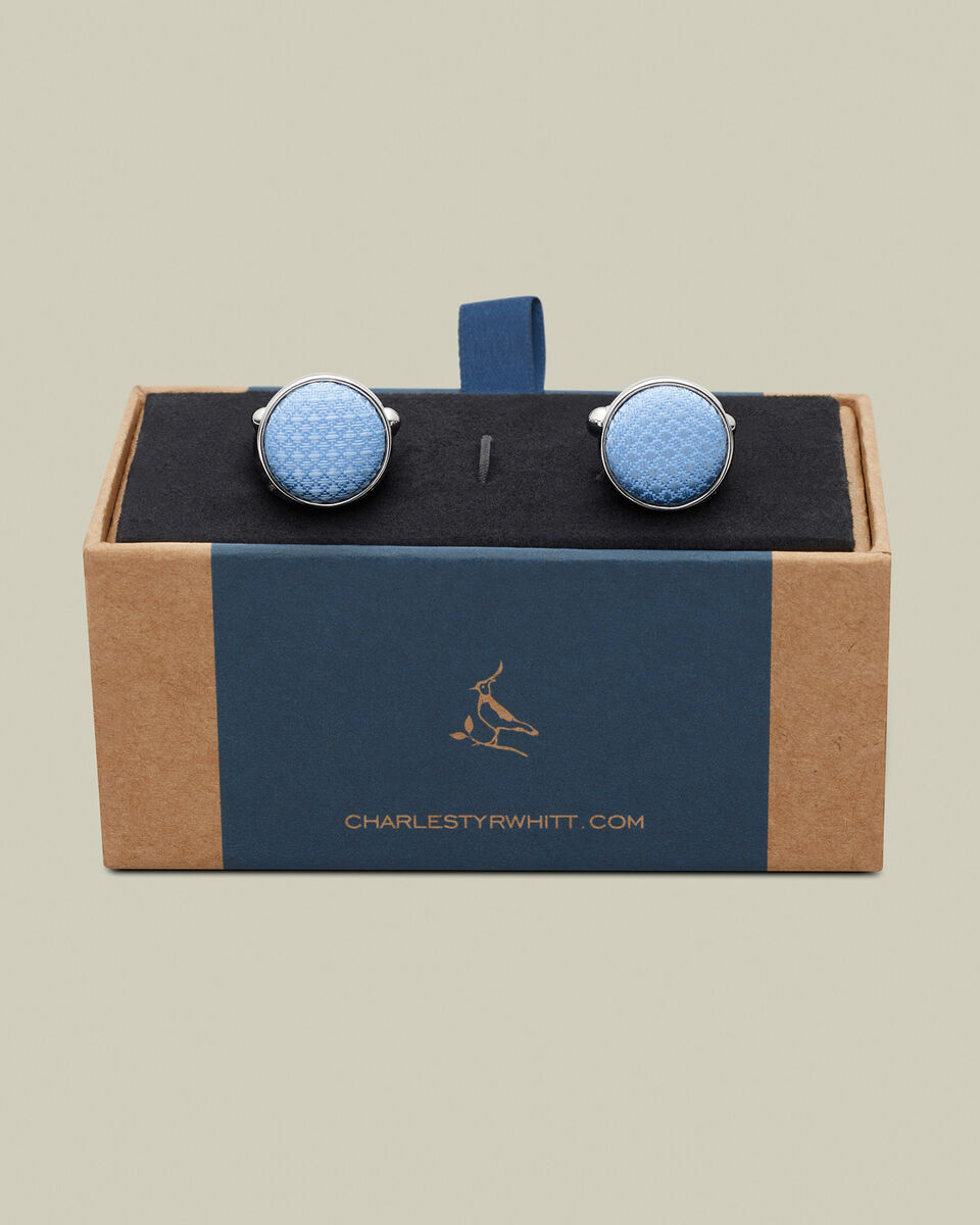 Silk Round Cufflinks - Sky Blue Secondary image