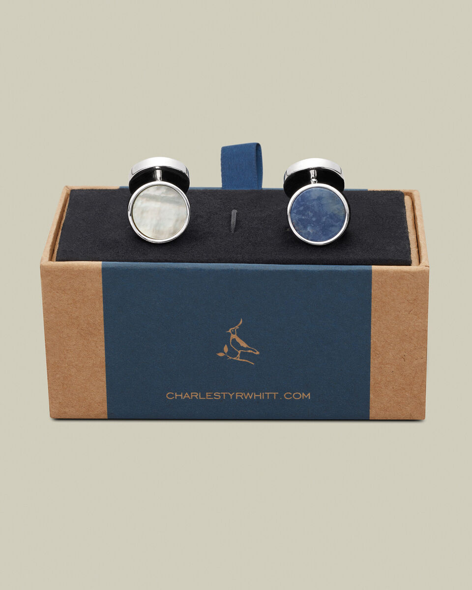Mother of Pearl and Sodalite Cufflinks Secondary image