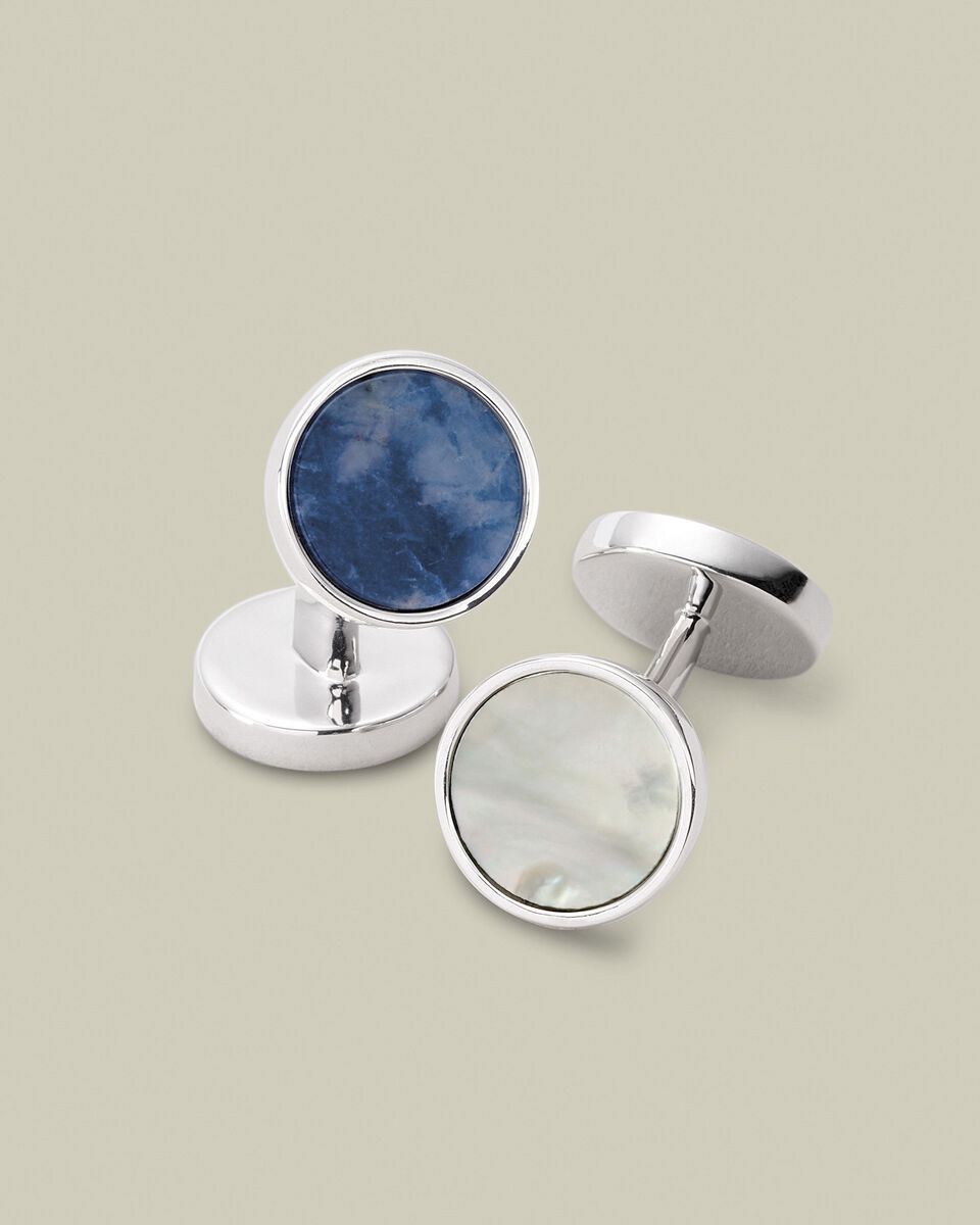 Mother of Pearl and Sodalite Cufflinks