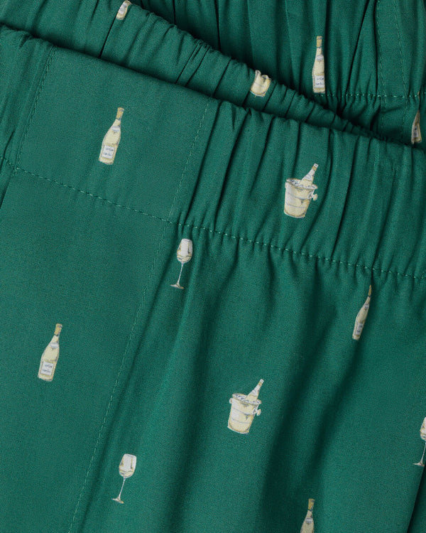 Woven Wine Bottle Print Boxers - Bright Green