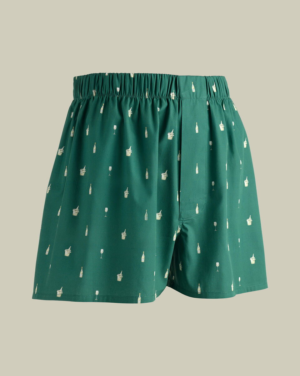 Woven Wine Bottle Print Boxers - Bright Green Main image