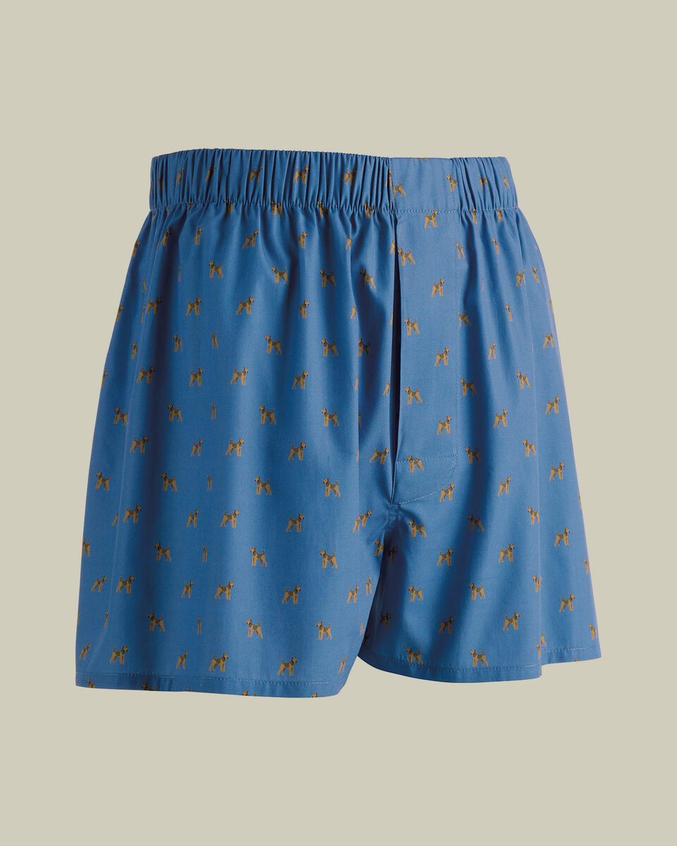 Woven Dog Print Boxers - Cobalt Blue Main image