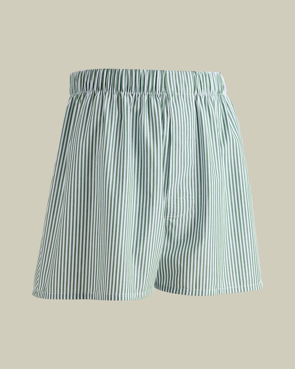 Woven Stripe Boxers - Green & White Main image