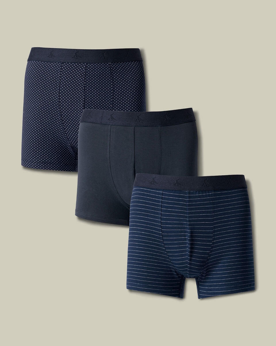 3 Pack Cotton Jersey Patterned Multipack Trunks - French Blue Main image
