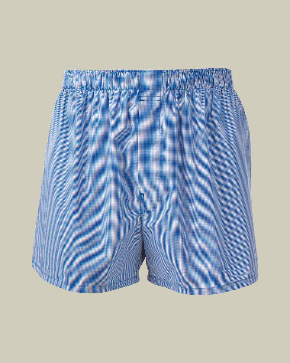 Micro Grid Woven Boxers - Royal Blue