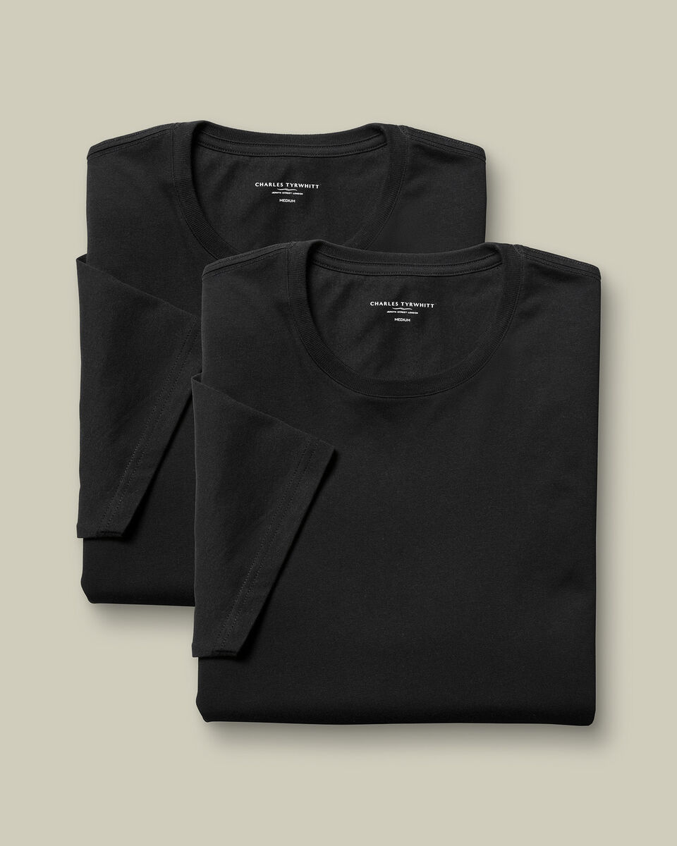 2-Pack Crew Neck Cotton Undershirt - Black