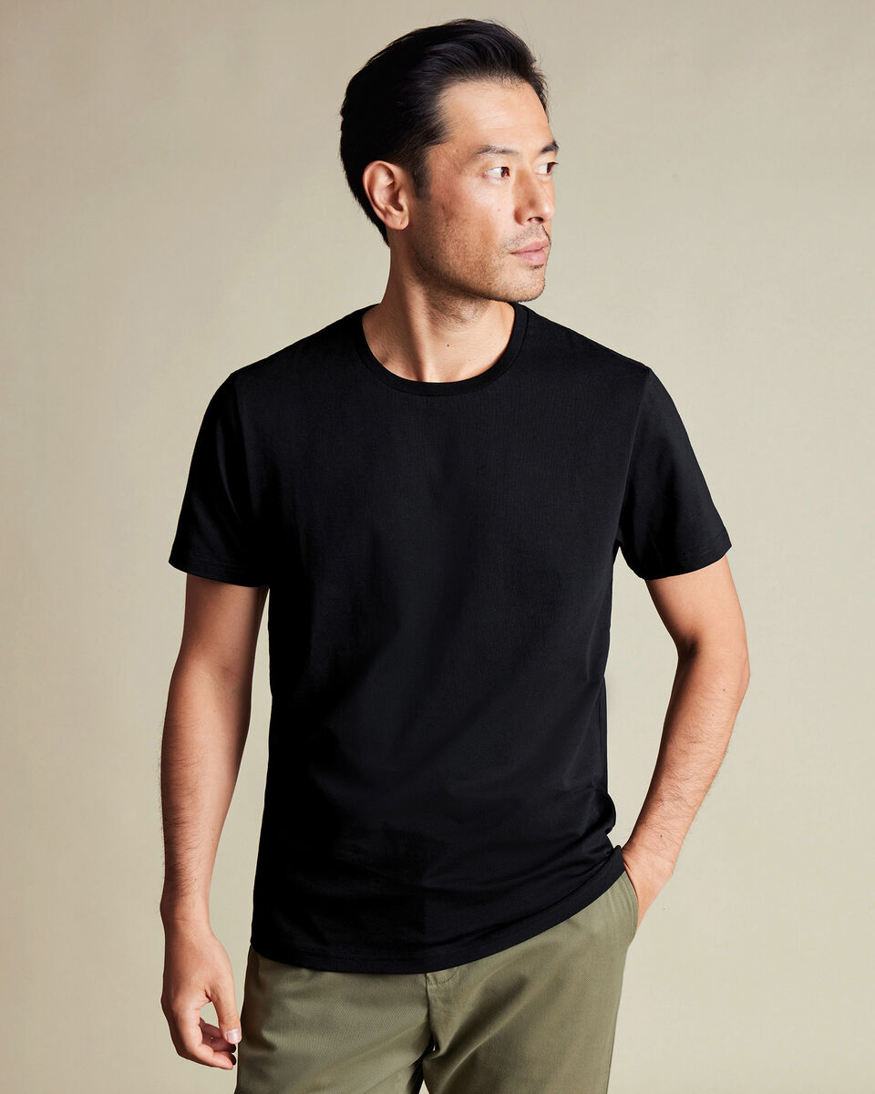 2-Pack Crew Neck Cotton Undershirt - Black