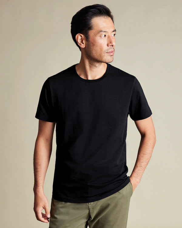 2-Pack Crew Neck Cotton Undershirt - Black