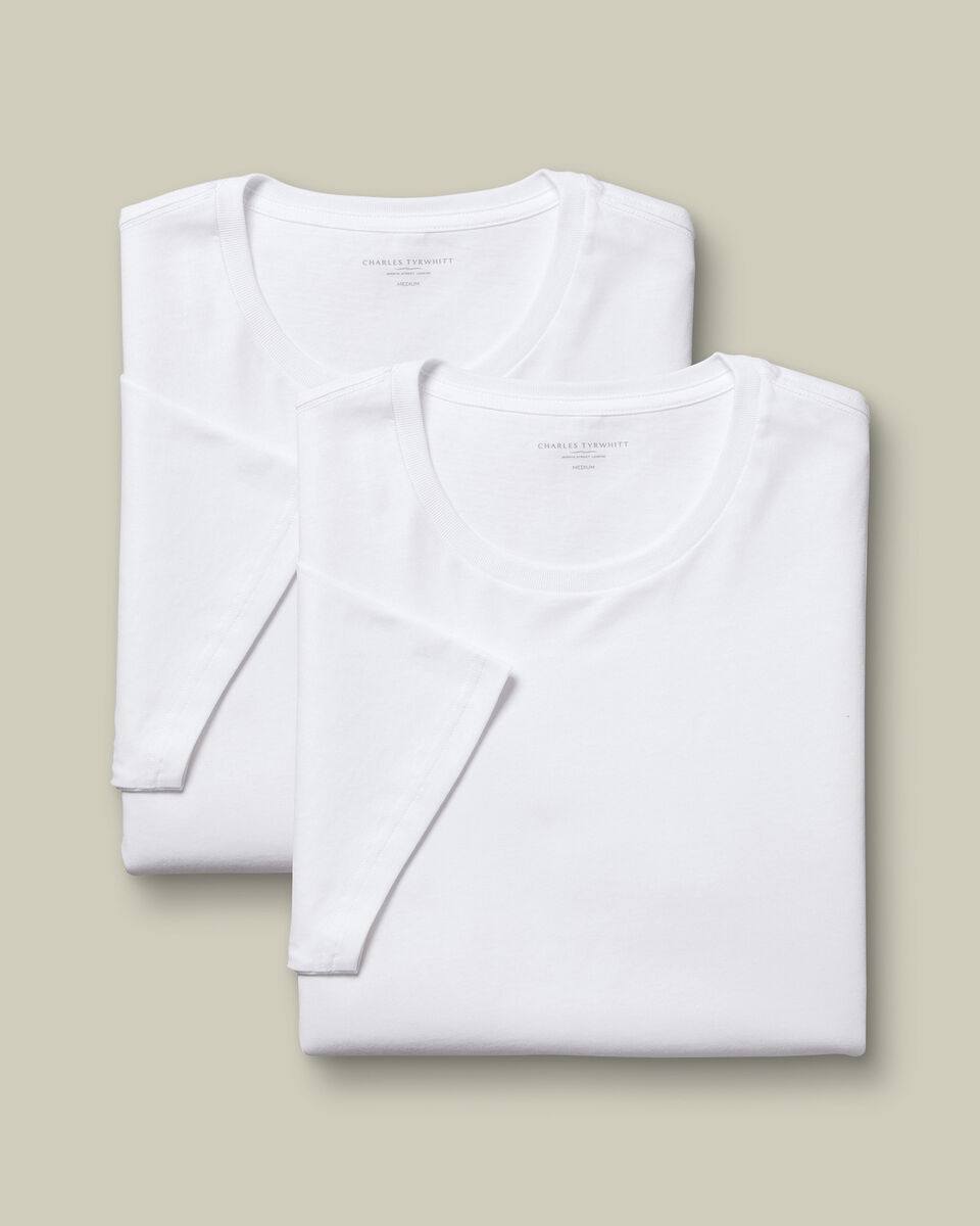 2-Pack Crew Neck Cotton Undershirt - White