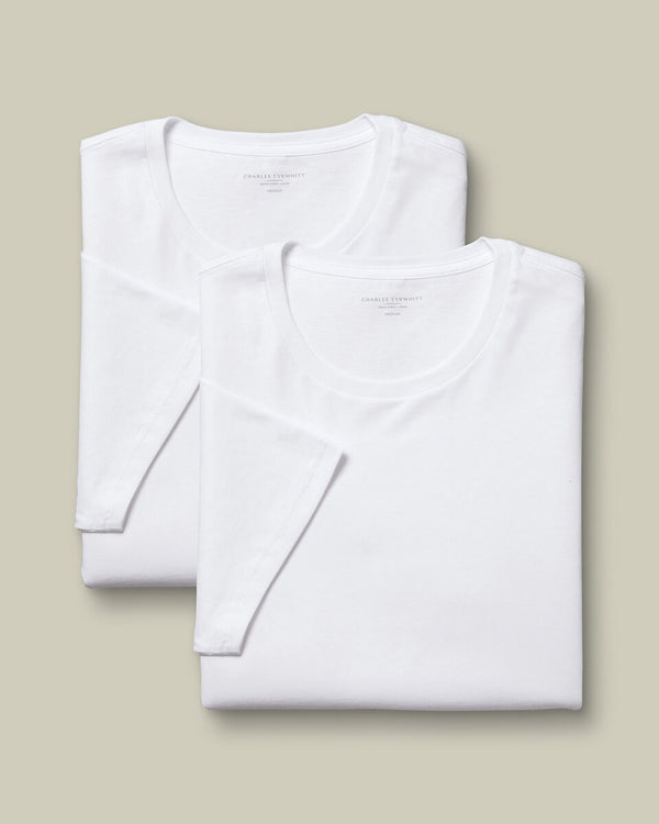 2-Pack Crew Neck Cotton Undershirt - White