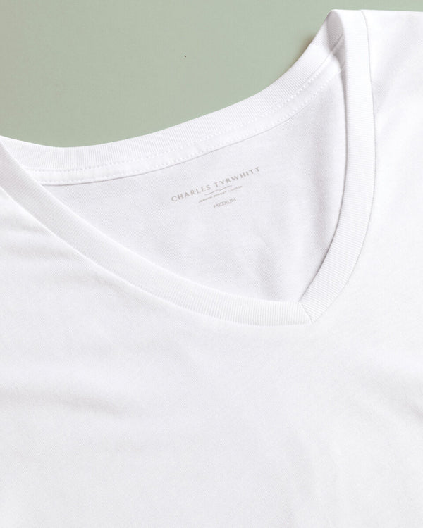 2 Pack V-Neck Cotton Undershirt - White