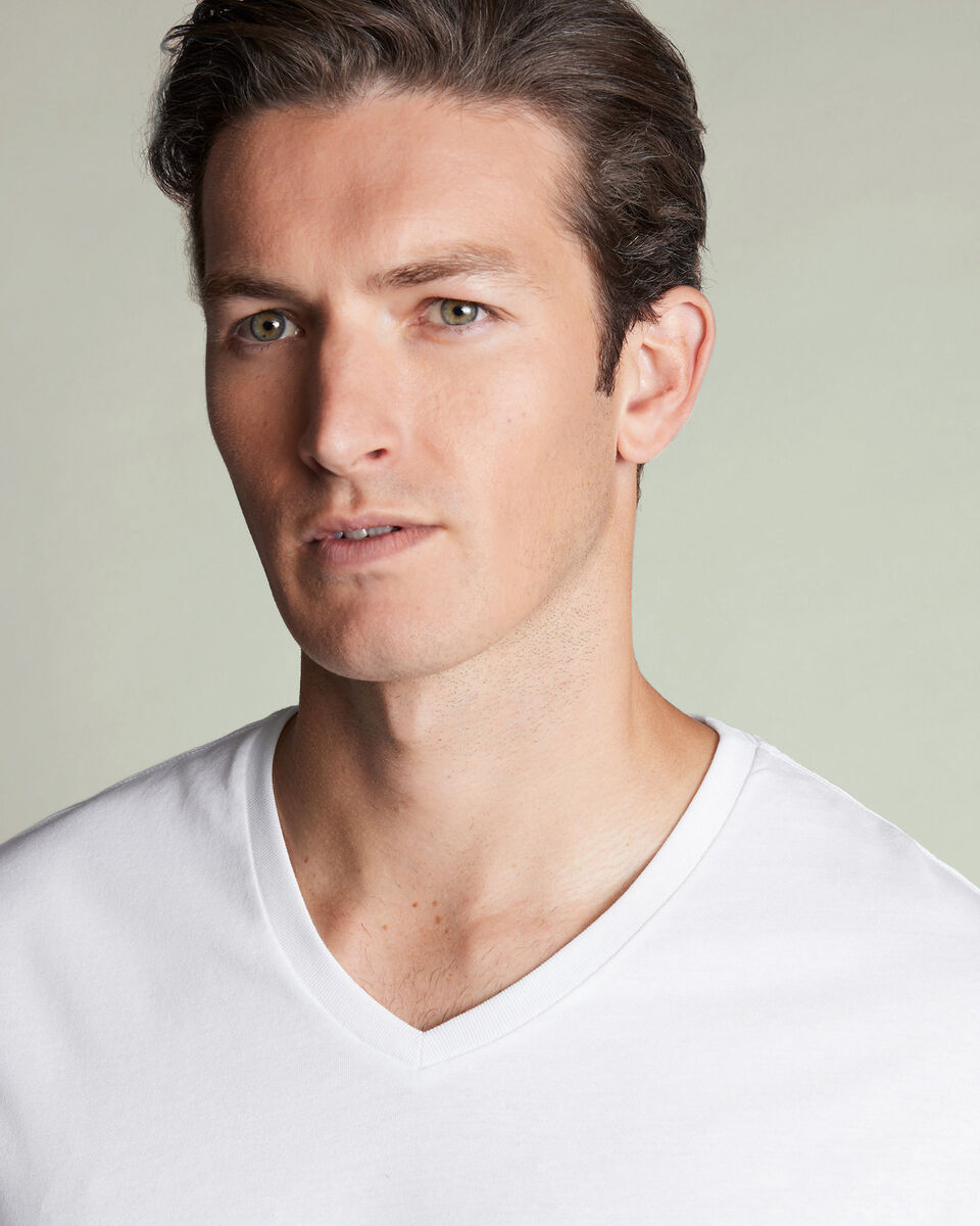 2 Pack V-Neck Cotton Undershirt - White